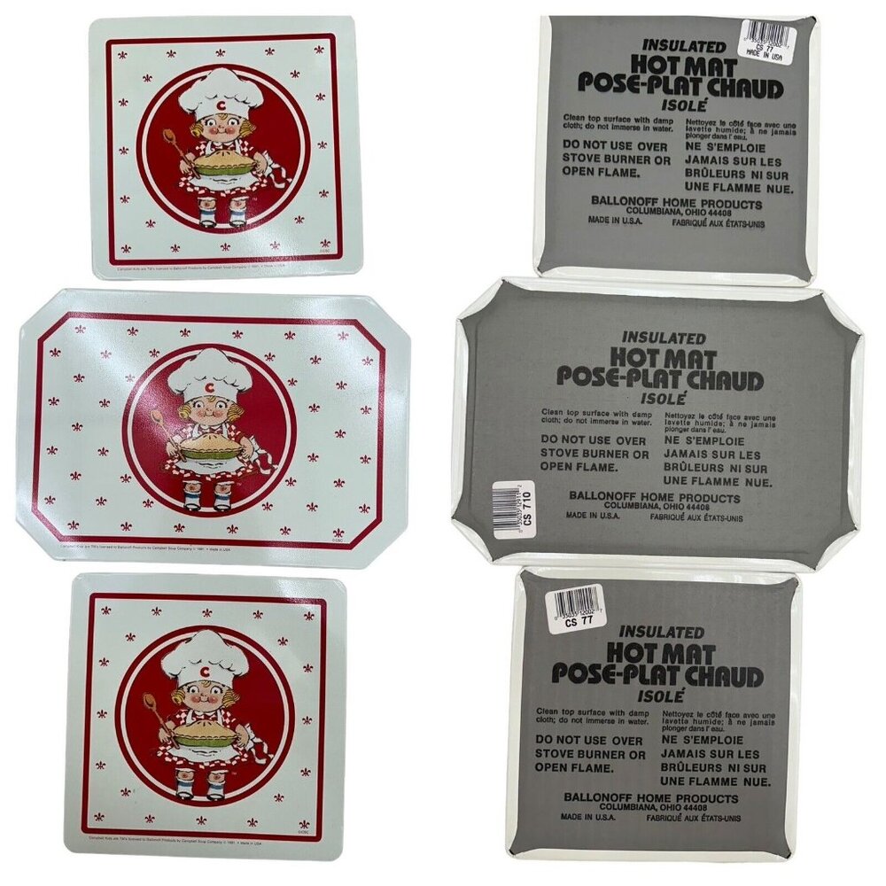 1991 Campbell Soup hot Mats x 3 in 2 different sizes Made in the USA